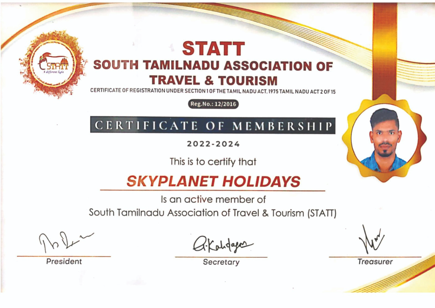 Tamilnadu Travel Mart Society Certificate